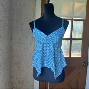 🦋 Wild Fable Blue w/ Daisy Floral Print Sleeveless Spaghetti Strap Crop Top 🩵